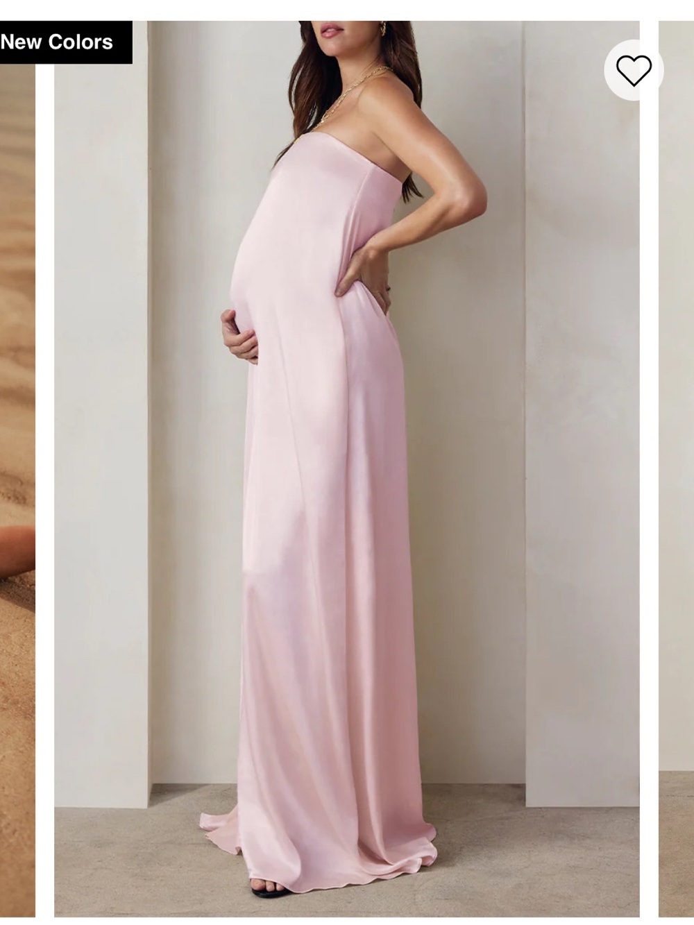 Strapless Pink Maxi Maternity Dress